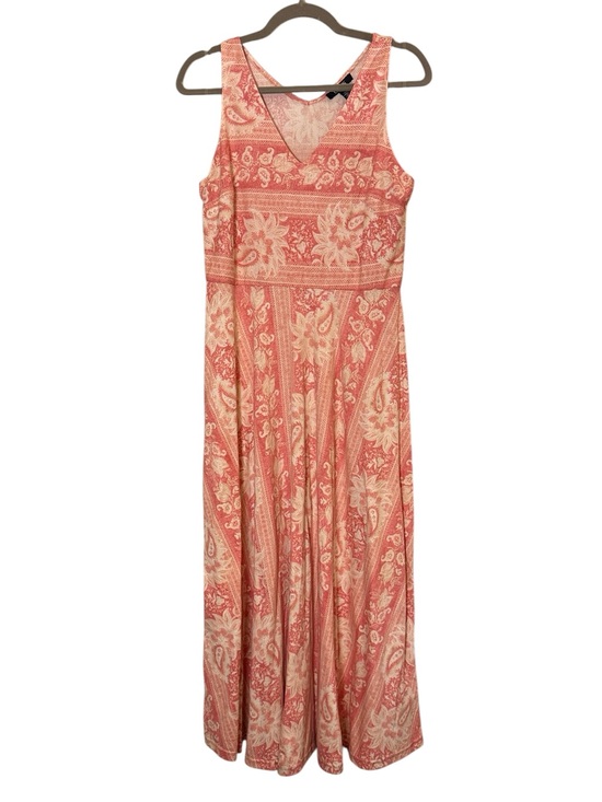 Chaps Dresses & Skirts - Chaps Women’s Coral/Cream Paisley Prairie Cotton Sleeveless Maxi Dress sz M